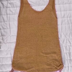 Textured Sleeveless Knit Tank in Camel